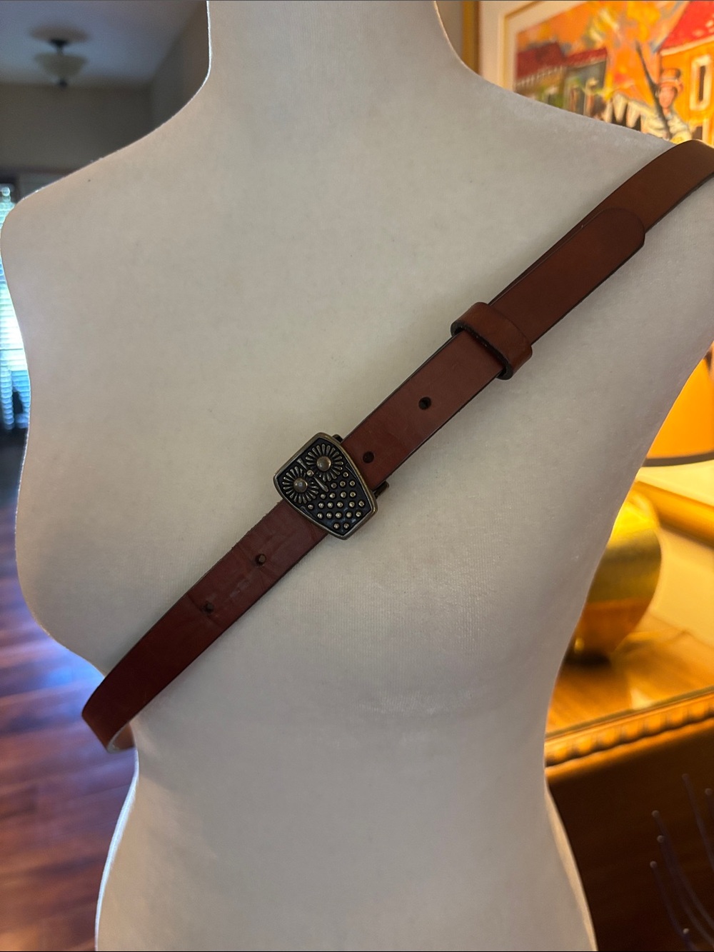 Womens Leather Belt with Owl Buckle - XXL